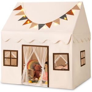 COSTWAY Kids Play Tent Toddler Playhouse Tent with Padded Non-slip Mat-Beige COSTWAY Kids Play Tent Toddler Playhouse Tent with Padded Non-slip Mat-Beige