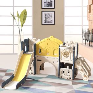 LIVINGANDHOME Kids Playset with Slide Basket Hoop Indoor Toddler Playground LIVINGANDHOME Kids Playset with Slide Basket Hoop Indoor Toddler Playground