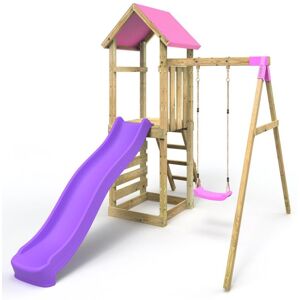 Rebo Adventure Wooden Climbing Frame, Swing Set and Slide - Rushmore Pink Rebo Adventure Wooden Climbing Frame, Swing Set and Slide - Rushmore Pink