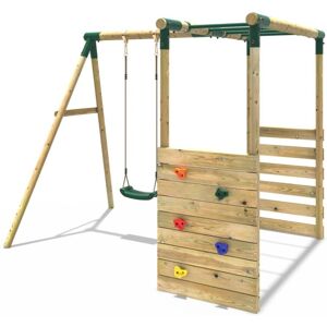 Rebo - Wooden Children's Garden Swing Set with Monkey Bars - Single Swing - Solar Green Rebo - Wooden Children's Garden Swing Set with Monkey Bars - Single Swing - Solar Green