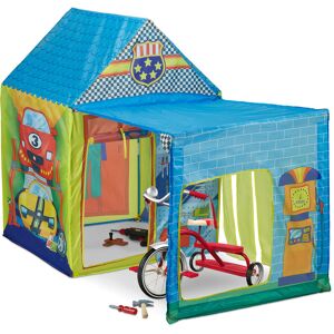 Relaxdays - Children's Play Tent, Car Workshop Design, Two Buildings, Indoor & Outdoor, hwd: 109x146x75 cm, Multicoloured Relaxdays - Children's Play Tent, Car Workshop Design, Two Buildings, Indoor & Outdoor, hwd: 109x146x75 cm, Multicoloured
