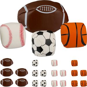 Relaxdays - Juggling Balls, 24-Piece Set, ø 50 mm, Sports Theme, Beginners & Pros, Bead Filling, Bean Bags, Multicoloured Relaxdays - Juggling Balls, 24-Piece Set, ø 50 mm, Sports Theme, Beginners & Pros, Bead Filling, Bean Bags, Multicoloured