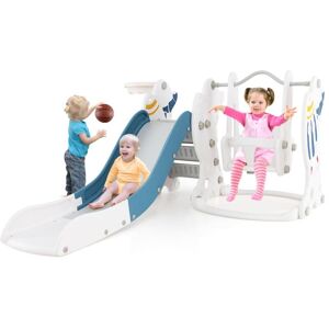 Costway - Toddler Slide and Swing Set 4-in-1 Indoor Playground w/Extended Slide Costway - Toddler Slide and Swing Set 4-in-1 Indoor Playground w/Extended Slide