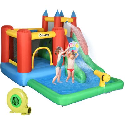 Outsunny Kids Bouncy Castle w/ Slide Water Pool Climbing Wall & Trampoline Outsunny Kids Bouncy Castle w/ Slide Water Pool Climbing Wall & Trampoline