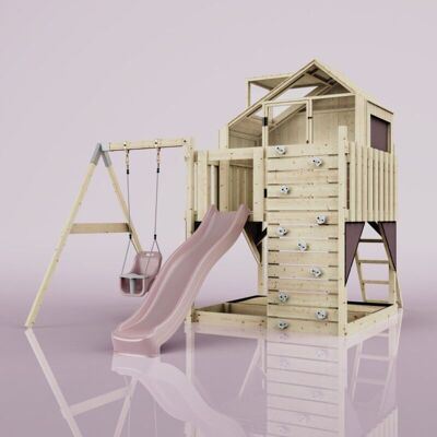 REBO PolarPlay Kids Climbing Tower & Playhouse - Swing Eerika Rose REBO PolarPlay Kids Climbing Tower & Playhouse - Swing Eerika Rose