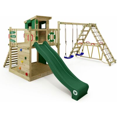 Smart Surf Climbing frame with slide and climbing wall - green - Wickey Smart Surf Climbing frame with slide and climbing wall - green - Wickey