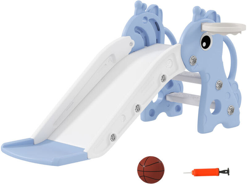 Aiyaplay - 3 in 1 Kids Slide with Climber, Basketball Hoop and Ball, Blue