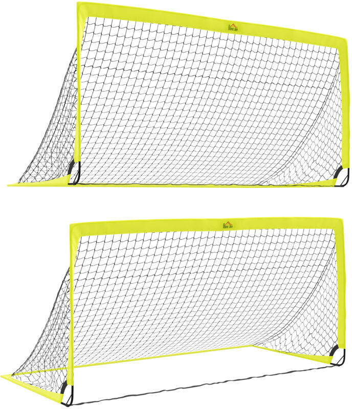 Football Goal Folding Outdoor with All Weather Net Kids Adults 6'x3' Yellow - Homcom