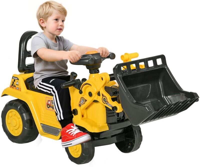 Homcom - Ride-On Bulldozer Toddler Digger Excavator Scooter Storage Cart