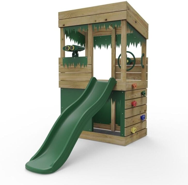 Rebo - Children's Wooden Lookout Tower Playhouse with 6ft Slide - Max Set