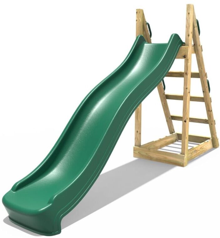 Rebo - Children's Free Standing Garden Wave Water Slide with Wooden Platform - 8ft Dark Green