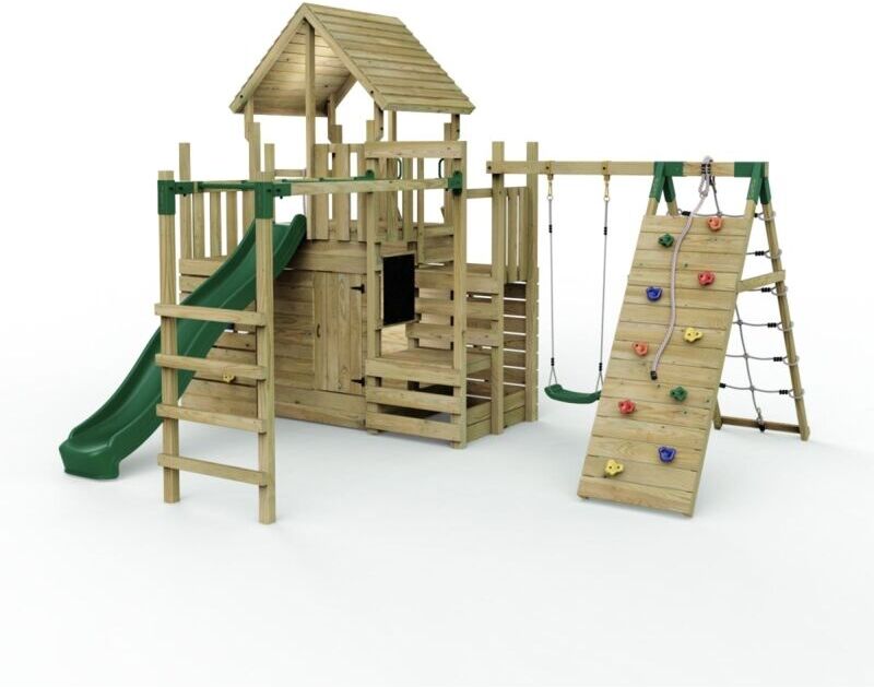 Rebo - Modular Wooden Climbing Frame Playset - M26 Swings