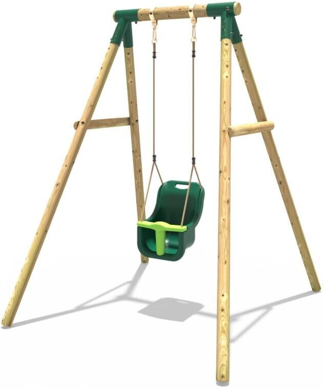 Rebo - Wooden Garden Swing Set with Baby Seat - Pluto Green