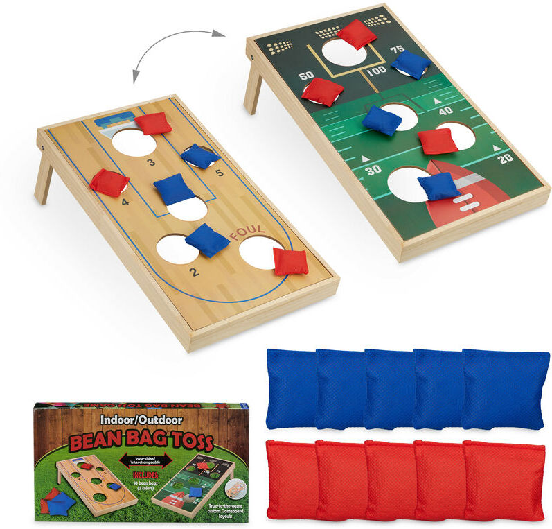 Relaxdays - Bean Bag Toss, 10 Beanbags, Cornhole Game, Indoor & Outdoor Fun, HxWxD: 18 x 29 x 58 cm, Multicoloured