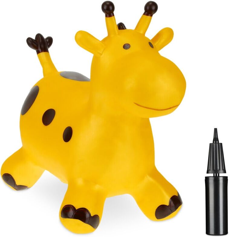 Relaxdays - Bouncing Hopper Giraffe, Incl. Pump, for Children from 3 Years, BPA-Free, Inflatable Toy, 47x26x56 cm, Yellow