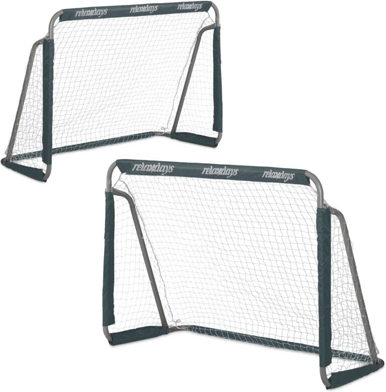 Relaxdays - Football Goals, Set of 2, Garden Play Equipment, Kids & Adults, hwd 110 x 150 x 75 cm, Metal, Goalposts, Grey
