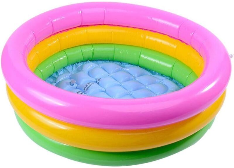 CYSLMUK Toy Pool, Foldable Rainbow Three-Ring Inflatable Baby Bathtub, Waterproof Playhouse, Sand Table, Fishing Toys, Toddler Kids Shower Bathtub (60cm)
