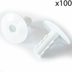 LOOPS 100x 8mm White Single Cable Bushes Feed Through Wall Cover Coaxial Hole Tidy Cap