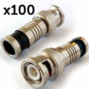 LOOPS 100x bnc Compression Connectors RG59 Crimp Male Plugs Coaxial Cable cctv Install