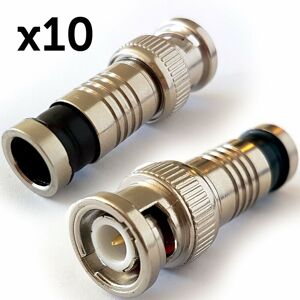 LOOPS 10x bnc Compression Connectors RG59 Crimp Male Plugs Coaxial Cable cctv Install