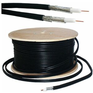 LOOPS 25m (82 ft) + 4x f Connectors RG6 Twin Coaxial Shotgun Cable Aerial Satellite Dish lnb Sky+ hd Freesat