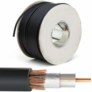 LOOPS 50m (164 ft) Black RG6 Coaxial Cable - 75OHM tv Aerial Satellite Freeview Wire Reel Drum