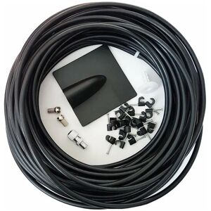 LOOPS Black 25m RG6 Coaxial Cable Kit For Aerial Satellite Dish Install tv Freesat