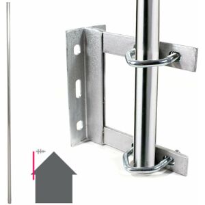 LOOPS Galvanised tv Aerial Wall Mounting Kit Straight 6 Foot Pole Mast Outdoor Bracket