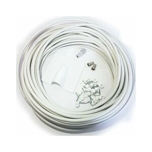 LOOPS White 25m RG6 Coaxial Cable Kit For Aerial Satellite Dish Install tv Freesat