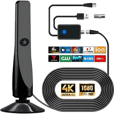 WOIYIC Digital Tv Antenna, Powerful Indoor Outdoor Hdtv Antenna With Amplifier, 360° 50 Miles Reception Tv Antenna, Support 4k 1080p, Free Tv Dvb-t2 Vhf Uhf, 3m Coaxial Cable WOIYIC Digital Tv Antenna, Powerful Indoor Outdoor Hdtv Antenna With Amplifier, 360° 50 Miles Reception Tv Antenna, Support 4k 1080p, Free Tv Dvb-t2 Vhf Uhf, 3m Coaxial Cable