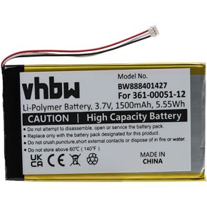 Battery compatible with Garmin Dezl 560, 560LMT, 560LT gps Navigation System Sat Nav (1500mAh, 3.7 v, Li-polymer) - Vhbw