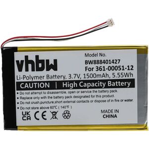 Battery compatible with Garmin Dezl 650LM, Nüvi 150T, 4NSF, Nüvi 2505, Nüvi 52LM 5 gps Navigation System Sat Nav (1500mAh, 3.7 v, Li-polymer) - Vhbw