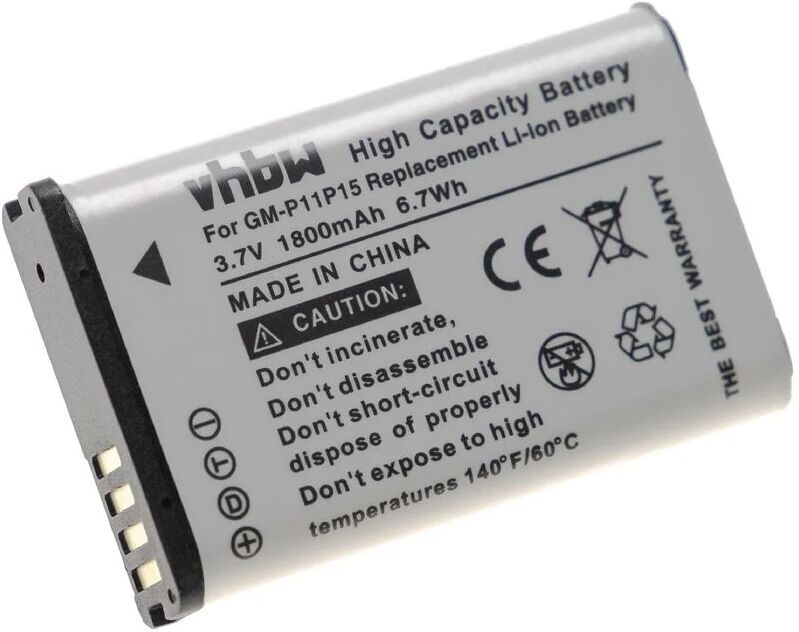 Battery Replacement for Garmin 010-11599-00, 010-11599-00, 010-11654-03 for gps Navigation System Sat Nav (1800mAh, 3.7 v, Li-ion) - Vhbw