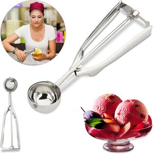 Relaxdays - Set of 2 Ice Cream Scoops, for Muffin and Cookie Dough, Gelato Portion Ball, Release Trigger, ∅ 39 mm, Silver