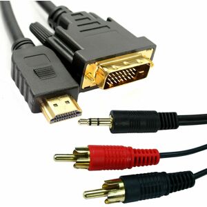 LOOPS 10m Pc Laptop To Hd Tv Cable Kit Hdmi Dvi 3.5mm 2 Rca