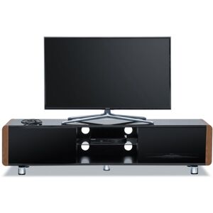 Homeology - capri Gloss Black with Walnut Sides Beam-Thru Remote Friendly 32-65 Flat Screen tv Cabinet