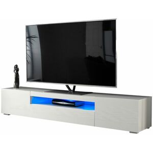 Mmt Furniture Designs Ltd - Modern White 200cm Matt Gloss tv Stand Cabinet Suitable for 55 65 70 75 80 Inch 4K led Flat Screen TV's - White