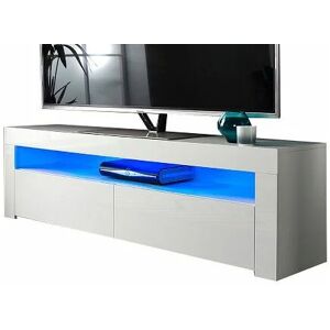 MMT FURNITURE DESIGNS LTD Modern White 155cm Matt Gloss tv Stand Cabinet Suitable for 40 49 50 55 65 Inch 4K led Flat Screen TV's - White