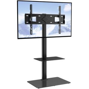 Vevor - tv Stand Mount, Swivel Tall tv Stand for 32 to 65 inch TVs, Height Adjustable Portable Floor tv Stand with Tempered Glass Base for Bedroom,