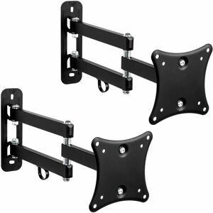 Tectake - 2 tv wall mounts for 10-24 inch (25-61cm) can be tilted and swivelled - bracket tv, wall tv mount, tv on wall bracket - black