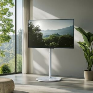 Unho - 32-75 inch Rolling tv Cart Corner Floor tv Stand Bracket Mount Swivel with Round Sintered Stone for lcd/led Unho - 32-75 inch Rolling tv Cart Corner Floor tv Stand Bracket Mount Swivel with Round Sintered Stone for lcd/led