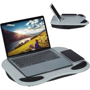 Relaxdays Lapdesk, Ergonomic Knee Tray for Laptop, for 11 Inch Tablet, for Working on Bed & Sofa, 6 x 44 x 32 cm, Grey