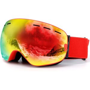 Groofoo - Ski Snowboard Goggles for Men Women Double Layer Spherical Lens otg Anti-fog Windproof UV400 Protection Ski Sunglasses eva Goggle Case (Red)