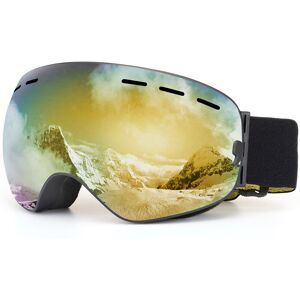 GROOFOO Ski Snowboard Goggles for Men Women Spherical Lens Double Layer otg Anti-fog Windproof Goggle UV400 Protection Ski Sunglasses eva Goggle Case (Gold)