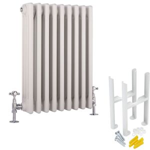 Milano - Windsor - Traditional White Cast Iron Style Horizontal Four Column Radiator with Feet - 600mm x 425mm
