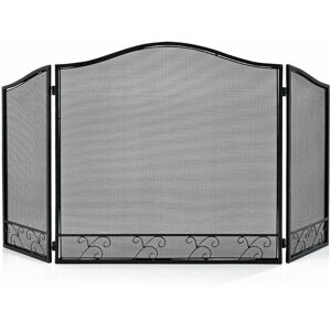 COSTWAY 3 Panel Folding Fireplace Screen Metal Protective Mesh Fire Spark Fireguards