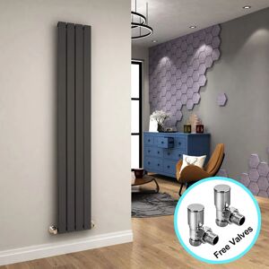 600 x 1360 mm Anthracite Designer Radiator Horizontal Column Radiator Heater Double Flat Panel - Elegant