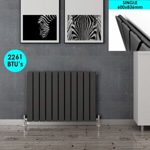 600 x 836 mm Anthracite Column Radiator Horizontal Flat Panel Designer Radiator - Elegant