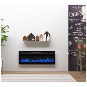 50 Inch Electric Fireplace 14 led Colours Wall Mounted Heater Black - Black - Acezanble