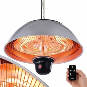 AREBOS Infrared Radiant Ceiling Heater 1500 w with Remote Control 3 Heat Levels Radiant Heater Balcony Heater Tent Heater Patio Heater Outdoor - silver